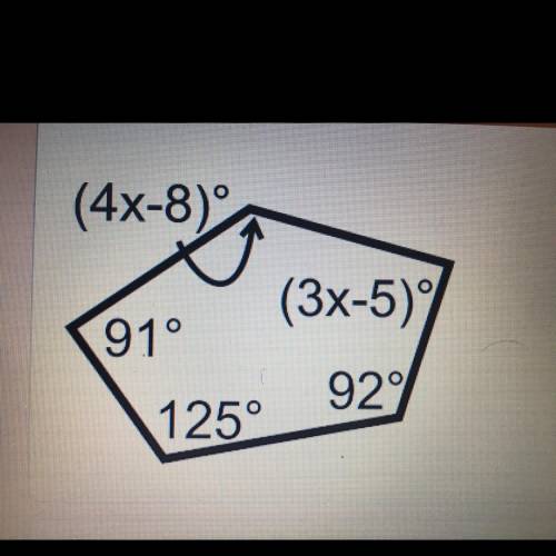 Solve for x

What is the measure of the very top angle? (4x-8) 
What is the measure of the side an