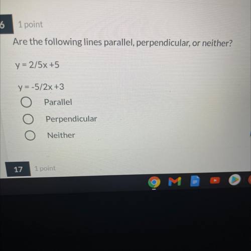 Are the following lines parallel,perpendicular,or neither