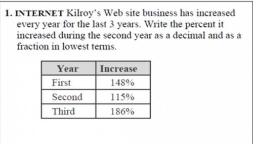 PLEASE HELP GIVING BRAINLIEST!!! INTERNET Kilroy's Web site business has increased every year for t