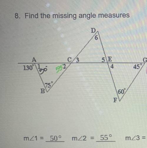 Find the missing angle measures
m∠3
m∠4
m∠5
m∠6
Please show work