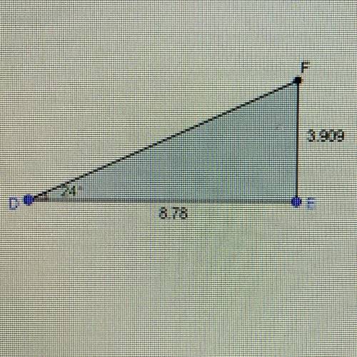What is the measure of angle F in degrees?