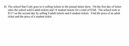 1) Mark's school is selling tickets to a play. On the first day of ticket sales the school sold 8 a