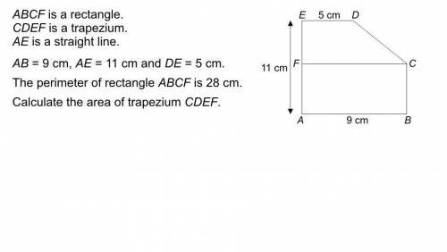 Calculate the area of trapezium CDEF.