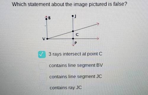 Which statement about the image pictured is false? B . C 3 rays intersect at point o contains line