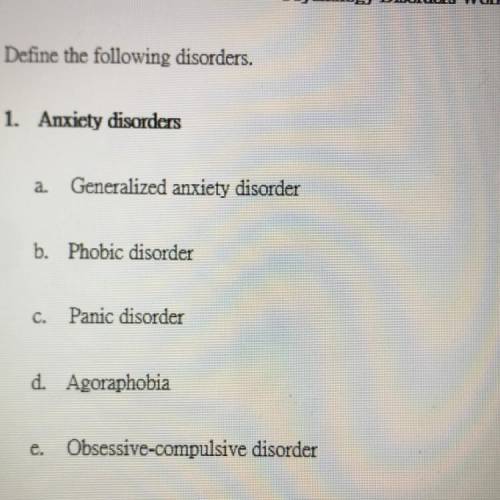 Define the disorders
