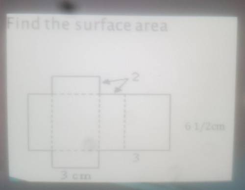 Find the surface area Find the total surface area of the rectangular prism. 6 1/2 cm 3 3 cm. Please