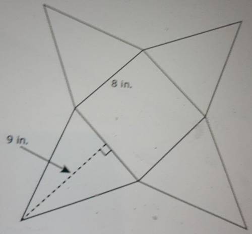 The net of a square pyramid is shown in the diagram. 8 in. 9 in. What is the total surface area of