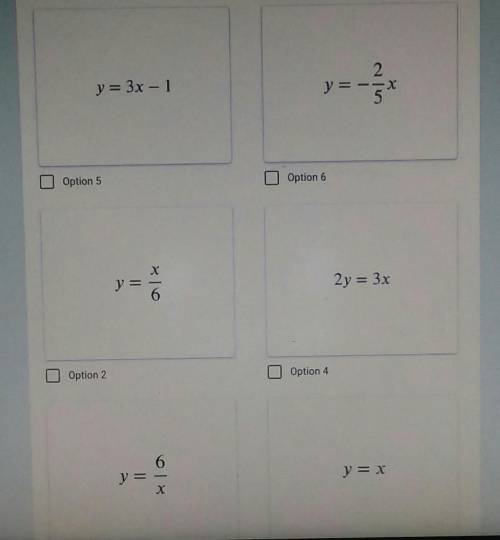 Select all the equations that are Direct Variation