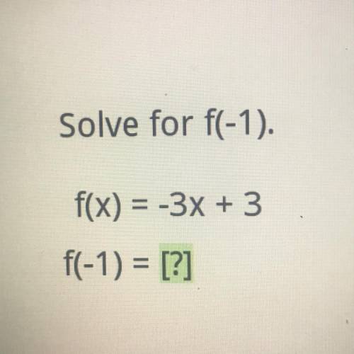 Solve for f(-1). 
see image above
