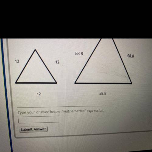 The two equilateral triangles below are similar figures. What is the scale factor from the small tr