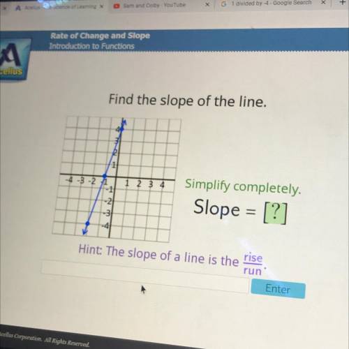 HELP PLEASE!
find the slope of the line