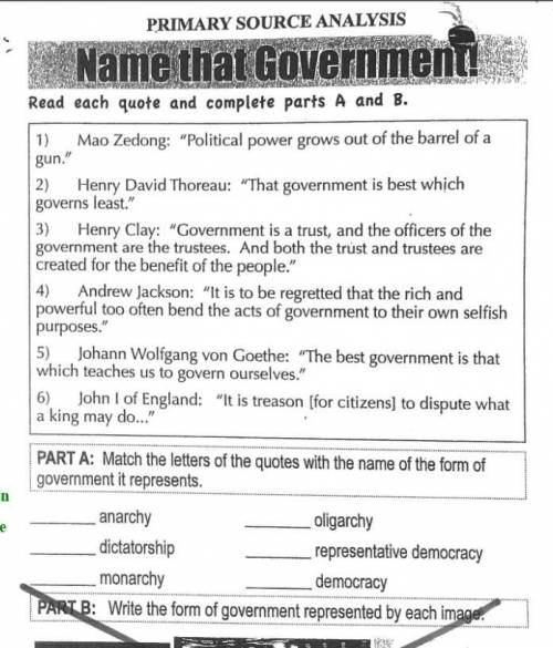 PLEASE HELP!
Match each quote with the right type of government.