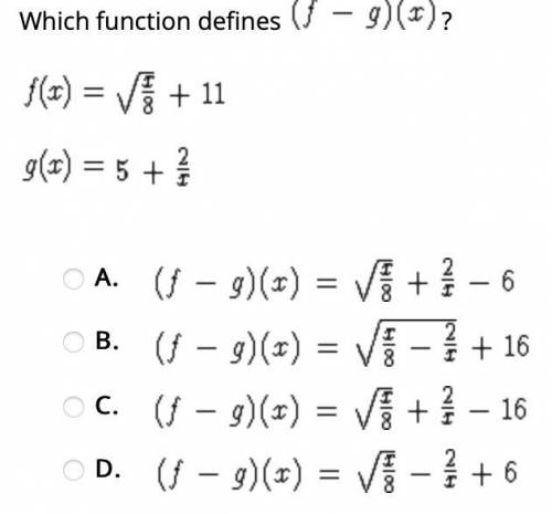 Which functions defines (f-g)(x)?