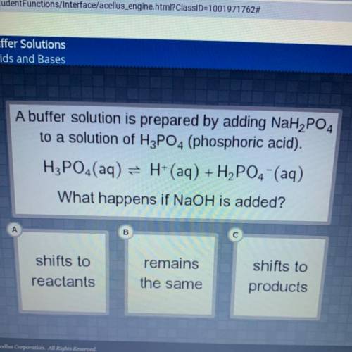 A buffer solution is prepared by adding NaH2PO4

to a solution of H3PO4 (phosphoric acid).
H3PO4(a