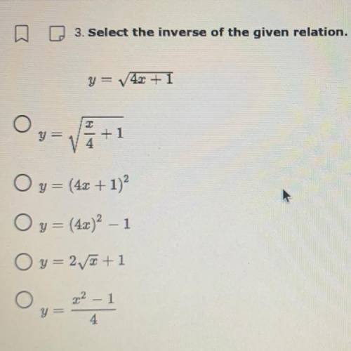 3. Select the inverse of the given relation.