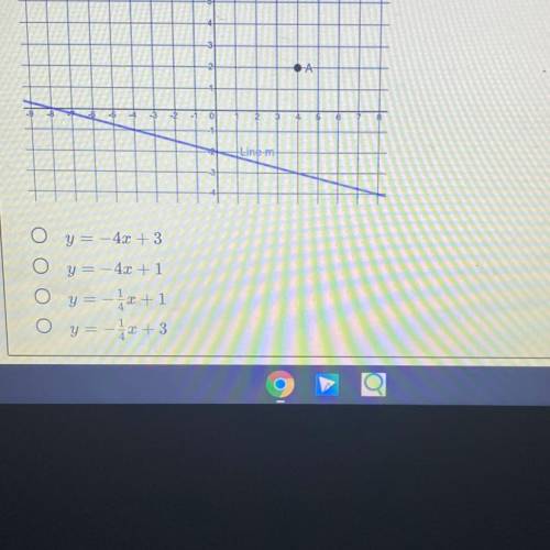 Write the equation of the line that is parallel to line m and goes through point A