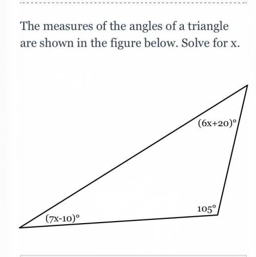 PLEASE HELP WILL GIVE BRAINLEIST

the measures of the angle of a triangle are shown in the figure