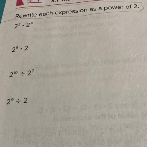 Rewrite each expression as a power of 2.