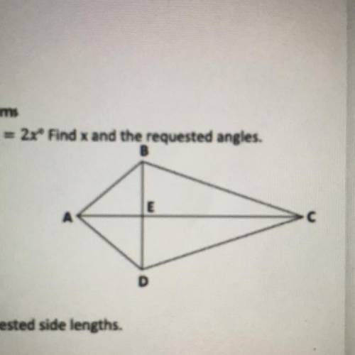 In kite ABCD, M CDE = (10x - 6), m_CAD - 3x and MLDCE = 2x.Find x and the requested angle