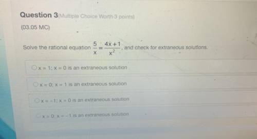 Solve the rational function of (check image) and check for extraneous solutions