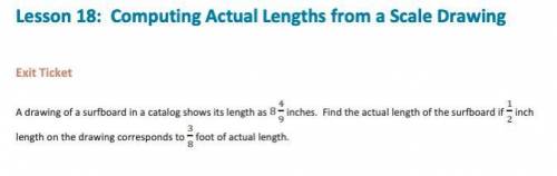 What is the actual length of the surfboard? Give your answer as an exact fraction in feet. Do not i