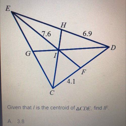 Given that I use the centroid of triangle CDE find IF