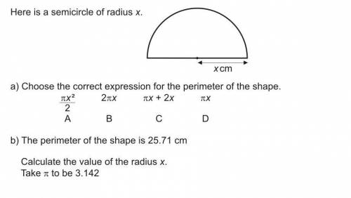 Here is a semicircle of radius x