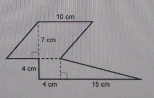 PLS HELP ME ASAP

this composite figure is made up of three simpler shapes. what is the area of th