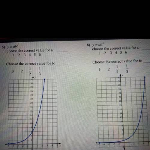 Algebra 1 graphs of exponential function

5.) Y = ab^x
Choose the correct value for a: 1 2 3 4 5 6