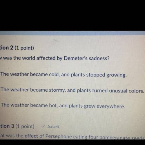 How was the world affected by Demeter's sadness?