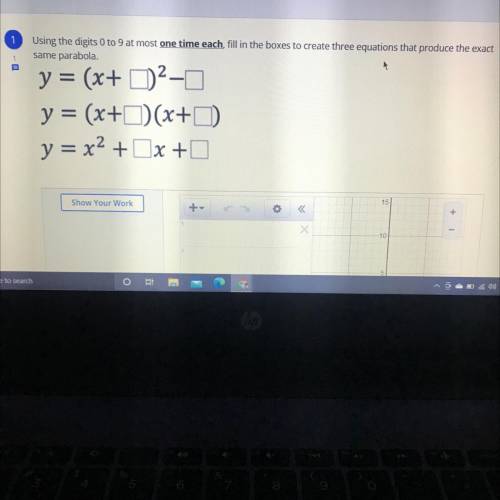 Using the digits 0 to 9 at most one time each, fill in the boxes to create three equations that pro