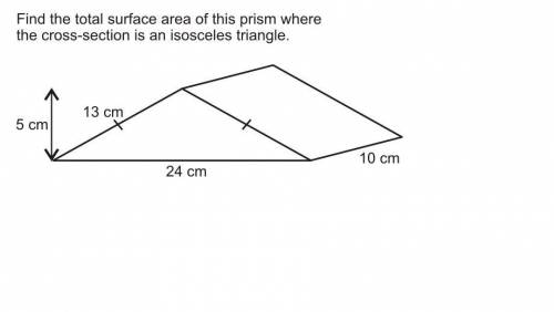 Find the total surface area of this prism where the cross-section is an isoceles trinagle

attache