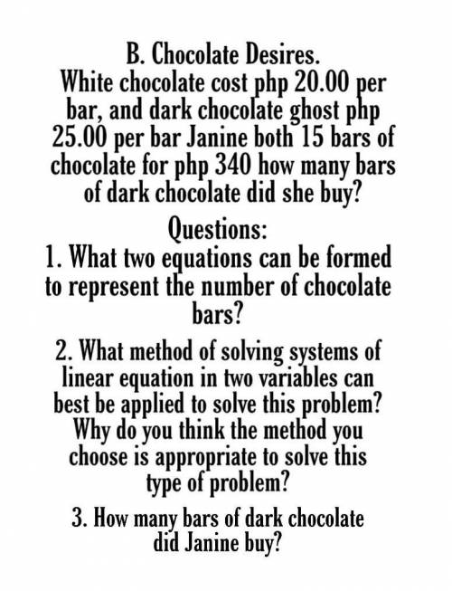 Read the problem and answer the questions show your solution when necessary.