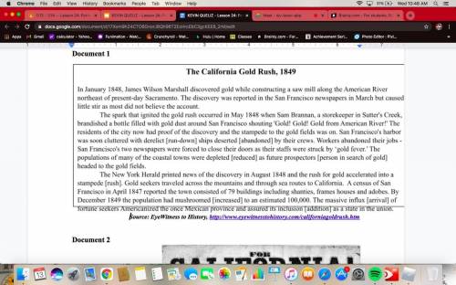 How is the california gold rush considered a a turning point?

Use the information in the article