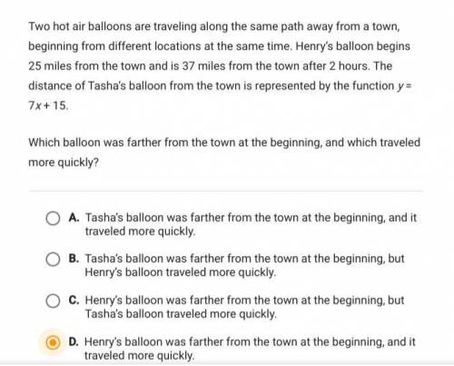 Two hot air balloons are traveling along the same path away from a town