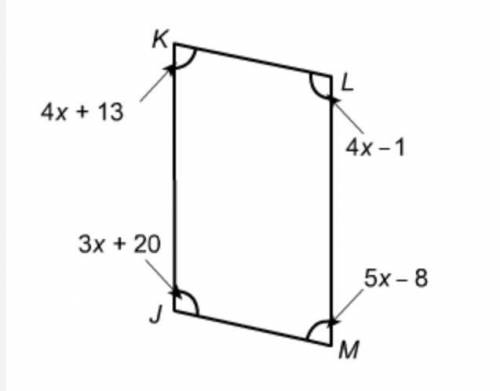 For what value of x is JKLM a parallelogram?
A.7
B.14
C.21
D.28