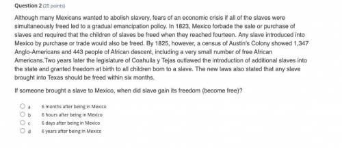 If someone brought a slave to Mexico, when did the slave gain its freedom (become free)?