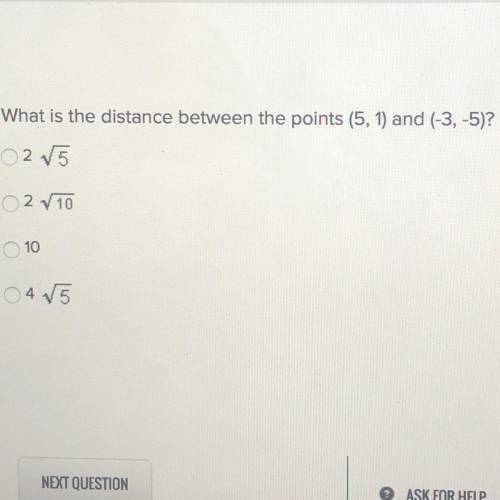 What is the distance between the points (5, 1) and (-3, -5)?