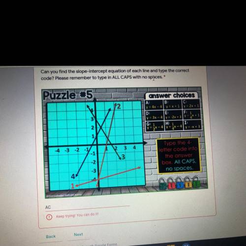 Linear equations digital escape puzzle? ii need help .