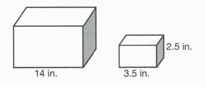 The two rectangular prisms below are similar. What is the height of the larger prism?

A.12.5in
B.