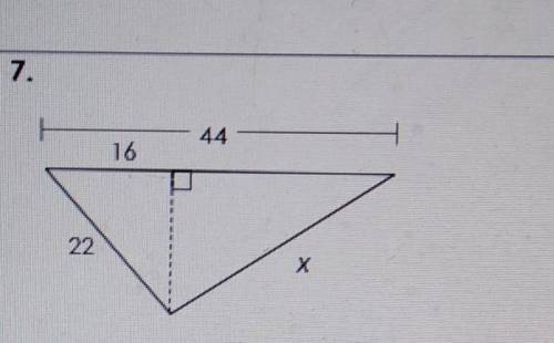 Find the value of x using pythagorean theorem.