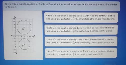 Circle B is a transformation of Circle A. Describe the transformations that show why Circle A is si
