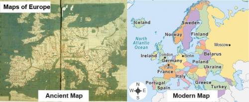 I WILL GIVE BRAINLIST

The maps show ancient and modern Europe.Two maps of Europe. The left map is