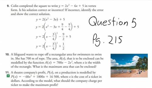 I need help with these questions for Working with Standard and Vertex Forms of the Quadratic Functi