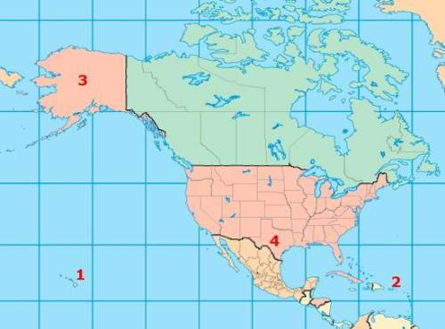 Which number on the map identifies a U.S. territory or protectorate that is not a state?

4
2
1
3