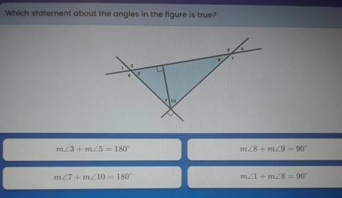 Which statement about the angles in the figure is true?