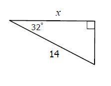 Solve for x. Round all answers to the nearest tenth. 32 degree 14 hyp