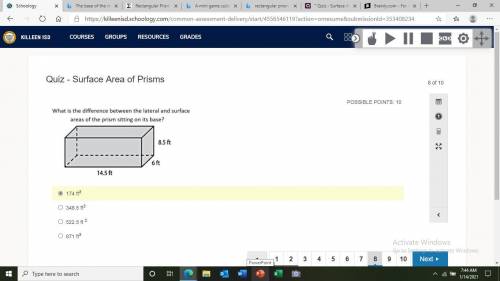 What is the lateral and surface area