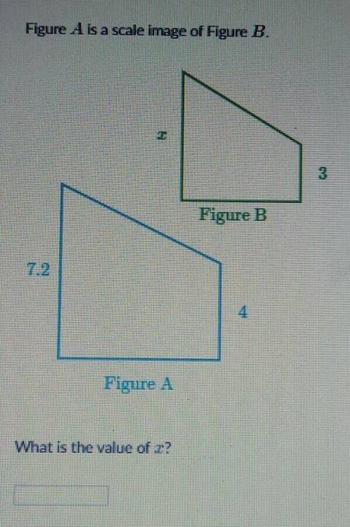 Figure A is a scale image of Figure B. Figure B Figure A What is the value of x?