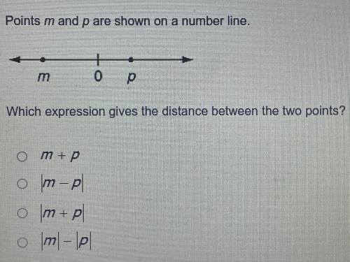 Points M and P or shown on the number line which expression gives the distance between two points